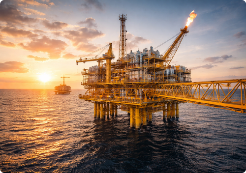 Plataforma offshore em alto-mar